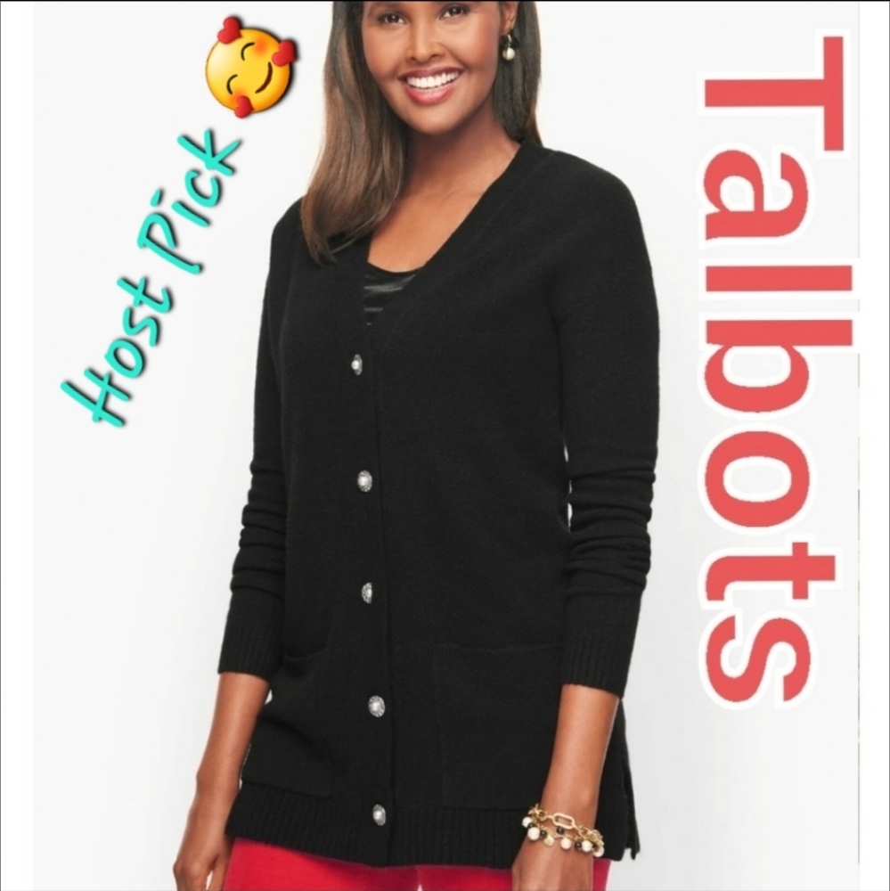 👀50% OFF🖤 NWT‼️ GORGEOUS Talbots brand Pearlize Button Down V-Neck Cardigan